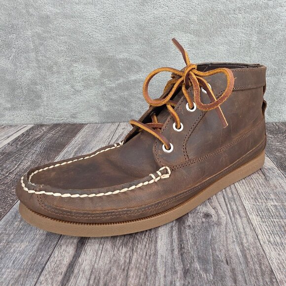 Sperry Top Sider Chukka Boots 9.5 High Tops Dark Brown Leather Lace Up Preppy - Picture 12 of 12